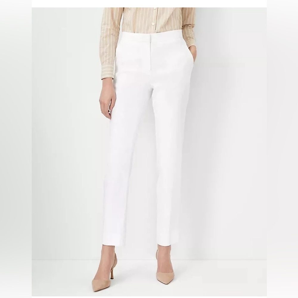 Ann Taylor White Straight-Leg Dress Pants